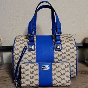 Michael Kors Blue and Tan Women's Bag Set